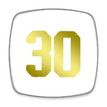 Maillot 30 Numéro - Magnet carré - blanc - Devant