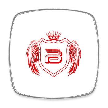B Buchstabe Wappen - Viereckiger Kühlschrankmagnet - Weiß - Vorne