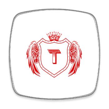 T Buchstabe Wappen - Viereckiger Kühlschrankmagnet - Weiß - Vorne