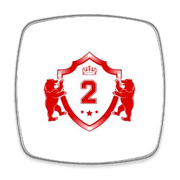 2 Zahl Wappen - Viereckiger Kühlschrankmagnet - Weiß - Vorne