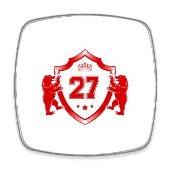 27 Zahl Wappen - Viereckiger Kühlschrankmagnet - Weiß - Vorne