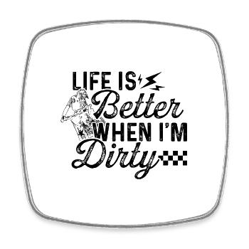 Life Is Better When I'm Dirty Dirt Bike Motorcycle - Viereckiger Kühlschrankmagnet - Weiß - Vorne