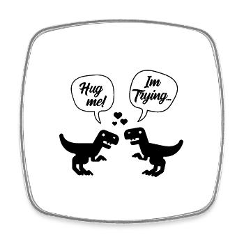 T-Rex Dinosaur Couple Hug Me - Valentine's Day - Square fridge magnet - white - Front