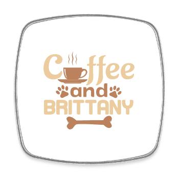 Kaffee und Bretagne Haustierliebhaber - Viereckiger Kühlschrankmagnet - Weiß - Vorne