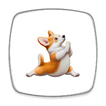 Corgi dog in yoga pose - Square fridge magnet - white - Front