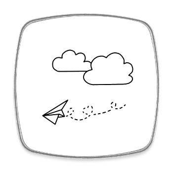 Avion en papier - Magnet carré - blanc - Devant