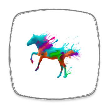 Cheval coloré - Magnet carré - blanc - Devant