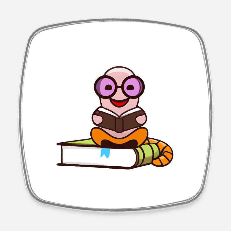 Nerd Bücherwurm liest Bücher - Viereckiger Kühlschrankmagnet - Weiß