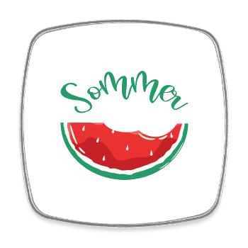 Sommer Sonne Strand Meeer Wassermelone - Viereckiger Kühlschrankmagnet - Weiß - Vorne