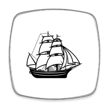 Piratenschiff - Viereckiger Kühlschrankmagnet - Weiß - Vorne