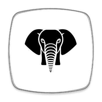 Elefant - Viereckiger Kühlschrankmagnet - Weiß - Vorne