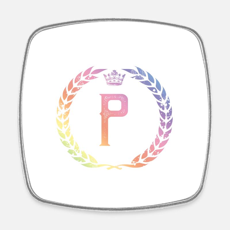 P letter wreath - Square fridge magnet - white