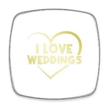 Ich liebe Hochzeit - Viereckiger Kühlschrankmagnet - Weiß - Vorne