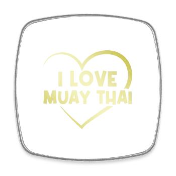 Ich liebe Muay Thai Herz - Viereckiger Kühlschrankmagnet - Weiß - Vorne