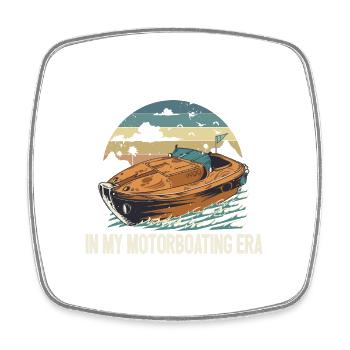 In My Motorboating Era Lake Life Pontoon King - Square fridge magnet - white - Front