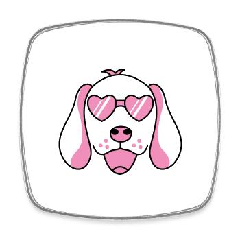 Ein lustiger Hund mit roter rose Brille Hunde - Viereckiger Kühlschrankmagnet - Weiß - Vorne