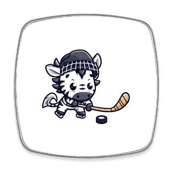 Ice hockey player zebra - animal fun - Square fridge magnet - white - Front