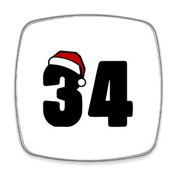 34 Number Christmas - Square fridge magnet - white - Front