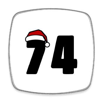 74 Numéro Noël - Magnet carré - blanc - Devant