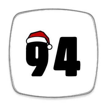 94 Zahl Weihnachten - Viereckiger Kühlschrankmagnet - Weiß - Vorne