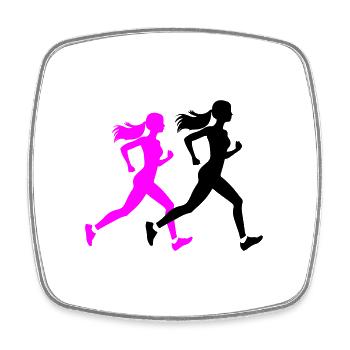 Running Marathon Woman Silhouette - Square fridge magnet - white - Front