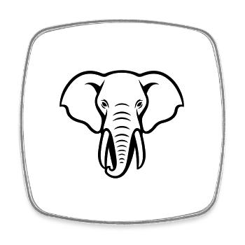 Icône du bien-être animal éléphant - Magnet carré - blanc - Devant