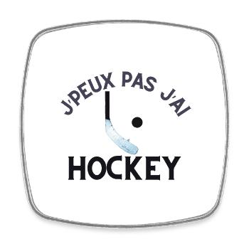 J'peux pas j'ai hockey - Magnet carré - blanc - Devant
