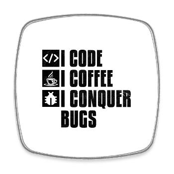 Coffee Coding Programmer Coder Developer Nerd Coff - Square fridge magnet - white - Front