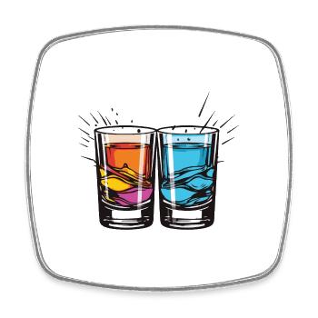 Tequila Glas - Viereckiger Kühlschrankmagnet - Weiß - Vorne