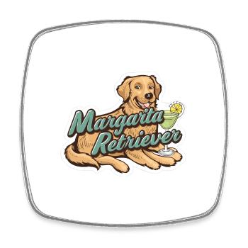 Dog Holding Drink - Square fridge magnet - white - Front