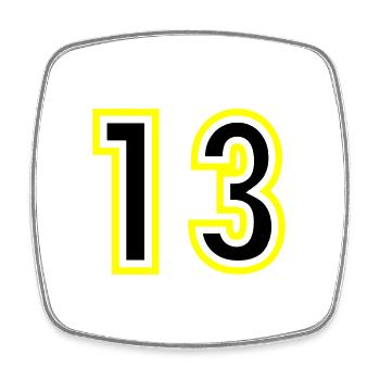 13 Number College - Square fridge magnet - white - Front
