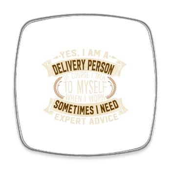 Expert Advice Delivery Person Self Talk - Viereckiger Kühlschrankmagnet - Weiß - Vorne