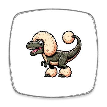 Poodle T-Rex Fusion Cartoon - Square fridge magnet - white - Front