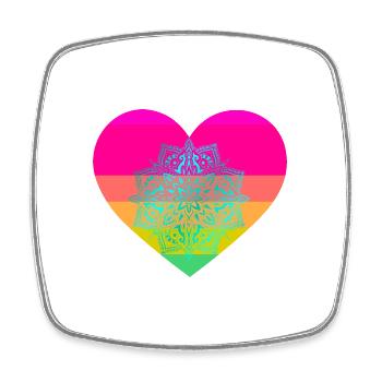 Regernbogen coeur Mandala coeurs Saint-Valentin - Magnet carré - blanc - Devant