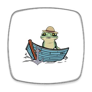 Frosch Frösche Boot Teich Natur - Viereckiger Kühlschrankmagnet - Weiß - Vorne
