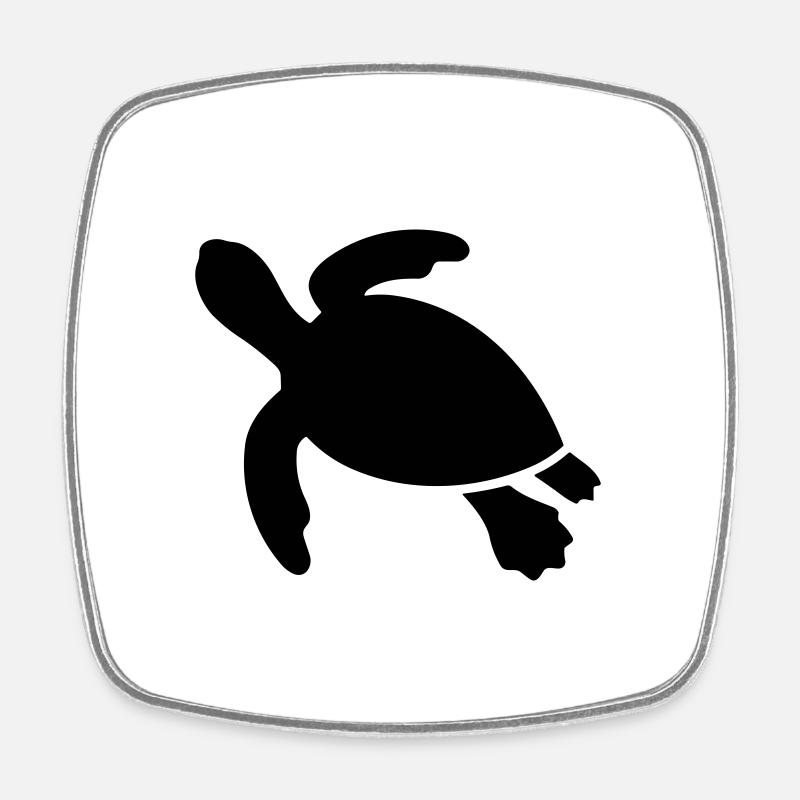 Schildkröte - Viereckiger Kühlschrankmagnet - Weiß