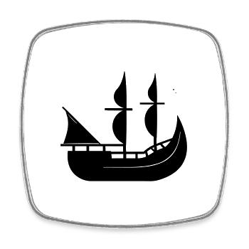 Pirate ship - Square fridge magnet - white - Front