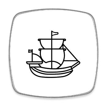 Piratenschiff - Viereckiger Kühlschrankmagnet - Weiß - Vorne