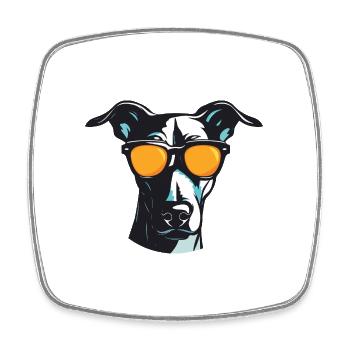 Greyhound Hund Hipster Cool Party - Viereckiger Kühlschrankmagnet - Weiß - Vorne