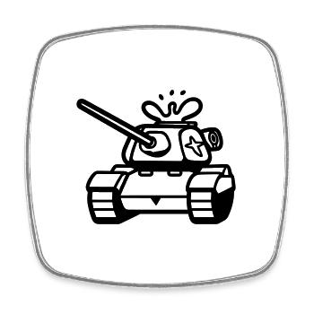 Panzer - Viereckiger Kühlschrankmagnet - Weiß - Vorne