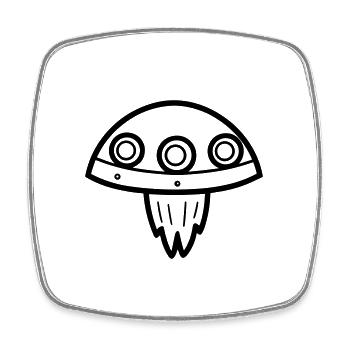 flying saucer - Square fridge magnet - white - Front
