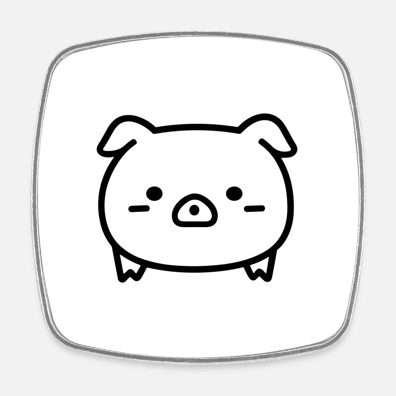 cochon - Magnet carré - blanc