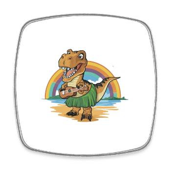 Dinosaurier spielt Gitarre unterm Regenbogen - Viereckiger Kühlschrankmagnet - Weiß - Vorne