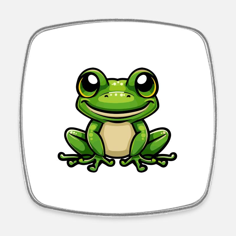 Frosch Comic - Viereckiger Kühlschrankmagnet - Weiß