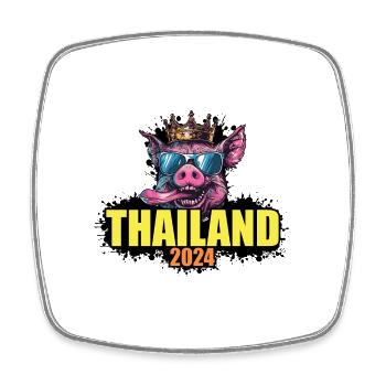 Thailand 2024 Pig - Square fridge magnet - white - Front
