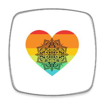 Regernbogen Coeur Coeur Mandala - Magnet carré - blanc - Devant