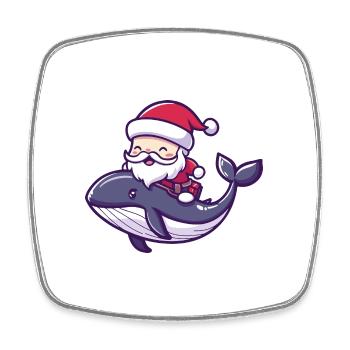 Wal Weihnachtsmann Cartoon - Viereckiger Kühlschrankmagnet - Weiß - Vorne