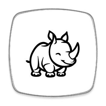 Nashorn - Viereckiger Kühlschrankmagnet - Weiß - Vorne
