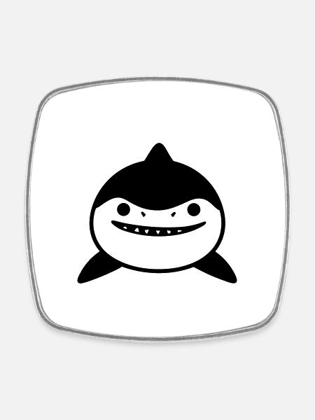 Requin - Magnet carré - blanc
