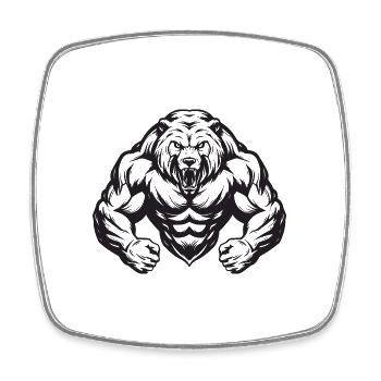 Bear Grizzly Gym Muscles Bodybuilding - Square fridge magnet - white - Front
